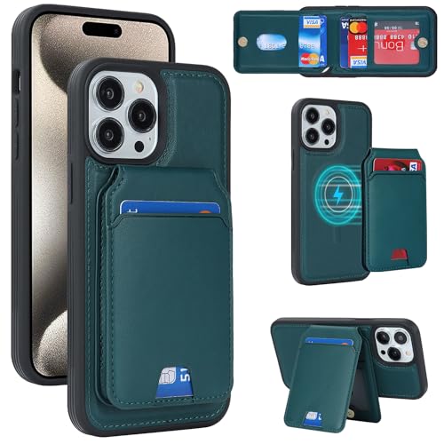 乐天商城 - iPhone 15 Pro Max ケース 手帳型 分離 カード収納 MageSafe スマホケース セパレート 財布型 カバー MageSafe wallet 両用 2way 内蔵マグネット 耐衝撃 薄型 軽量 ダークグリーン 送料無料