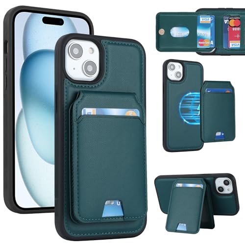 乐天商城 - iPhone 15 Plus ケース 手帳型 手帳型ケース 分離型 手帳型ケース MageSafe スマホケース 財布型 カバー MageSafe wallet 両用 2way 内蔵マグネット 横置 耐衝撃 軽量 薄型 ダークグリーン 送料無料
