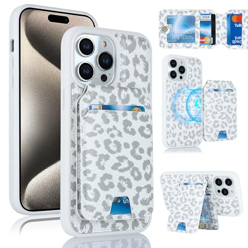 乐天商城 - iPhone 15 Pro Max ケース 手帳型 手帳型ケース 分離型 手帳型ケース MageSafe スマホケース 財布型 カバー MageSafe wallet 両用 2way 内蔵マグネット 横置 耐衝撃 軽量 薄型 白ヒョウ柄 送料無料