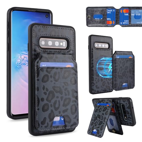 樂天商城 - Galaxy S10 SC-03L SCV41 ケース MageSafe 分離型 手帳型 車載 スマホホルダー 財布型 カバー 手帳型ケース 両用 2way 内蔵マグネット 黒ヒョウ柄 送料無料
