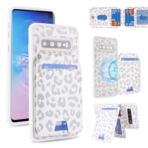 乐天商城 - Galaxy S10 SC-03L SCV41 ケース MageSafe 分離型 手帳型 車載 スマホホルダー 財布型 カバー 手帳型ケース 両用 2way 内蔵マグネット 白ヒョウ柄 送料無料