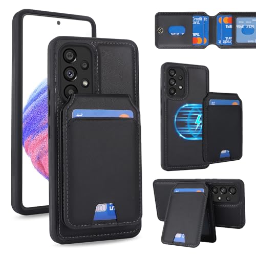 Galaxy A53 5G SC-53C SCG15 ケース 手帳型 分離式 MageSafe スマホケース 分離型手帳ケース 手帳型ケース 財布型カバー MageSafe wallet 両用2way 内蔵マグネット Qi急速充電対応 横置 軽量 薄型 耐衝撃 ブラック 送料無料