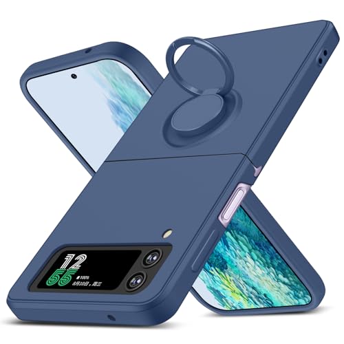 Galaxy Z Flip 4 ケース リング シリコン レンズ保護 薄型 360°回転 車載ホルダー TPU 一体型 防水 軽量 ストラップホール 黄変防止 四隅衝撃吸収 おしゃれ 滑り止め フィット感 ギャラクシーZ Flip 4 シリコンカバー 青 送料無料