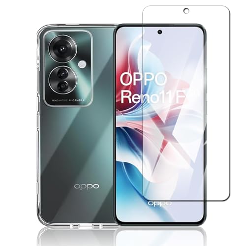乐天商城 - OPPO Reno11 F 5G ケース + フィルム 全面吸着 高透過率 硬度9H ラウンドエッジ加工 ガラスフィルム 保護ケース 薄型軽量 衝撃吸収 傷つけ防止 擦り傷 着脱簡単 (1枚ガラスフィルム+ 1枚ケース) 送料無料
