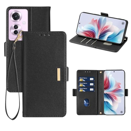 乐天商城 - OPPO Reno11 Aケース 手帳型 オッポ リノ11 a 合皮レザー レザーケース カバー スマホケース 財布型 カード収納 マグネット カメラ保護 横置きスタンド機能 ストラップ付き 耐摩擦 耐衝撃 全面保護 (OPPO Reno11 A ブラック) 送料無料