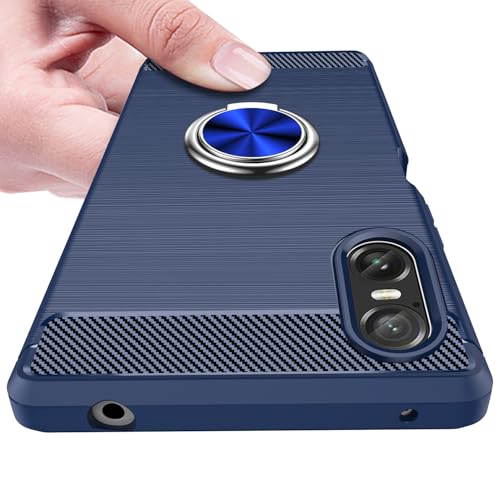 乐天商城 - Xperia 10 VI ケース リング付き TPU SO-52E SOG14 A402SO XQ-ES44 耐衝撃 スマホケース 衝撃吸収 スタンド機能 薄型 360回転 車載ホルダースリム 散熱加工 指紋防止 シリコン ソフト ソニー エクスペリア 10 vi 用携帯カバー 青 送料無料
