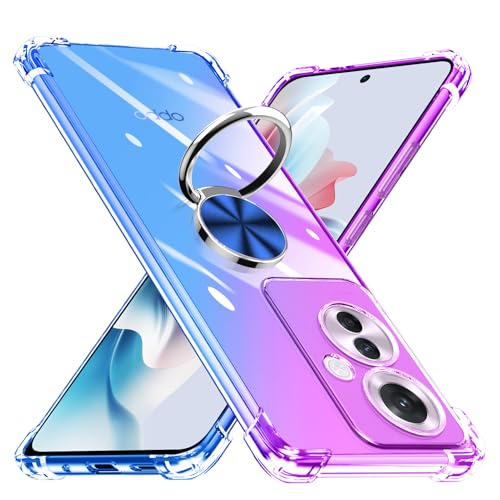 樂天商城 - OPPO Reno 11A ケース リング付き 透明 耐衝撃 TPU クリア ケース 車載ホルダー全面保護 オッポリノ11a 用 カバー レンズ保護 軽量 薄型 衝撃防止 カーマウントホルダー 黄変防止 スクラッチ防止 擦り傷防止 保護カバー パープル / ブルー 送料無料