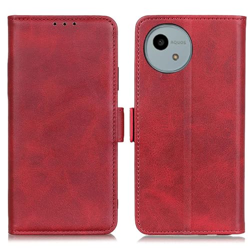 樂天商城 - AQUOS wish4 ケース 手帳型 アクオス ウィッシュ4 SH-52E カバー 高級PUレザー シンプル 手帳型ケース 耐摩擦 サイドマグネット式 カード収納 大容量 3枚 横置きスタンド機能 耐衝撃 レッド01 送料無料