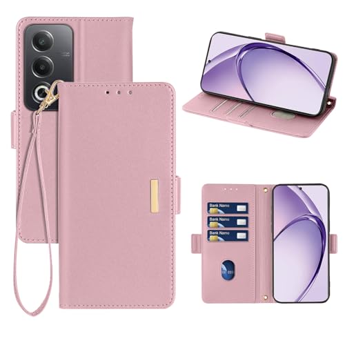 乐天商城 - OPPO A3 5G ケース 手帳型 オッポ a3 5g レザーケース PUレザー スマホカバー スマホケース 財布型 カード収納 マグネット開閉 カメラ保護 横置きスタンド機能 ストラップ付き 耐摩擦 耐衝撃 全面保護 (OPPO A3 5G ピンク) 送料無料