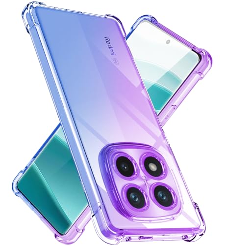 樂天商城 - Xiaomi Redmi Note 14 Pro 5G ケース クリア TPU 薄型 軽量 グラデーション 耐衝撃 衝撃吸収 カメラ保護 滑り止め 黄変防止 防塵 一体型 人気 携帯カバー (パープルブルー) 送料無料