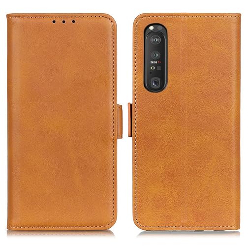 樂天商城 - Xperia 1 III ケース 手帳型 エクスペリア 1 III SO-51B SOG03 カバー 高級PUレザー シンプル 手帳型ケース 耐摩擦 サイドマグネット式 カード収納 大容量 3枚 横置きスタンド機能 耐衝撃 レトロブラウン 送料無料