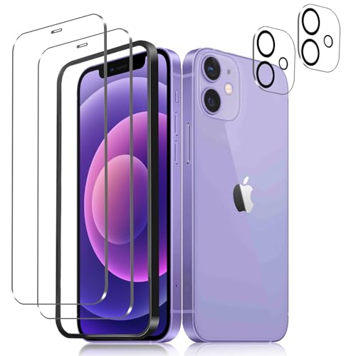 樂天商城 - iPhone 12 mini フィルム ガラスフィルム 2枚+ カメラフィルム 2枚 硬度9H 飛散防止 高感度タッチ 貼り付け簡単 強化ガラス 保護フィルム 撥水撥油 [2+2セット]