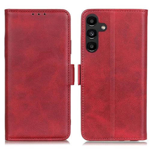 乐天商城 - Galaxy A56 / A36 5G ケース 手帳型 ギャラクシー A56 / A36 SC-54F / SCG34 カバー 高級PUレザー シンプル 手帳型ケース 耐摩擦 サイドマグネット式 カード収納 大容量 3枚 横置きスタンド機能 耐衝撃 レッド 送料無料