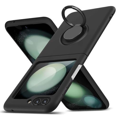 樂天商城 - Galaxy Z Flip5 ケース リング シリコン レンズ保護 薄型 360°回転 車載ホルダー TPU 一体型 防水 軽量 ストラップホール 黄変防止 四隅衝撃吸収 おしゃれ 滑り止め フィット感 ギャラクシーZ Flip 5 シリコンカバー 黒 送料無料