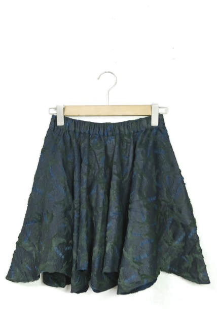 Julien David ジュリアンディビッド 日本製 3D Tropical Velvet skirt トロピカル柄 ベルベットイージースカート S ネイビー/グリーン ボトムス