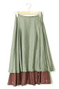 TOGA PULLA トーガ プルラ 18AW Polyester twill Tuck Skirt ポリエステルツイルタックスカート TP82-FG231 34 カーキ/ボルドー ダブルボタン フレア ボトムス【中古】【TOGA PULLA】