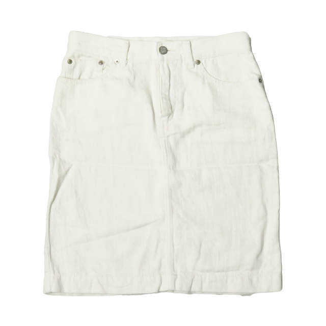 樂天商城 - beautiful people ビューティフルピープル 日本製 cotton linen denim skirt コットンリネンデニムタイトスカート 7410107011 34 ホワイト ボトムス【中古】【beautiful people】