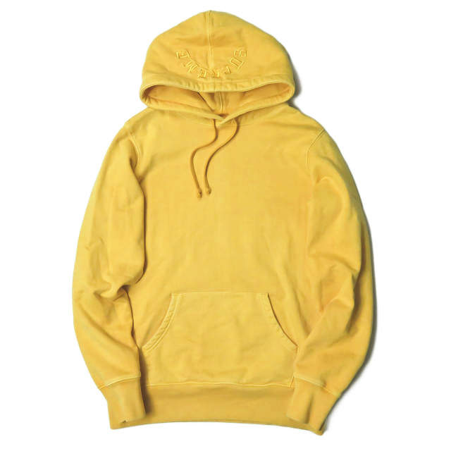 Supreme シュプリーム 17SS Overdyed Hooded Sweatshirt オーバーダイ スウェットプルオーバーパーカー S イエロー フーディー フードロゴ刺繍 トップス【中古】【Supreme】