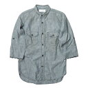 UNUSED アンユーズド DUNGAREE QUARTER-SLEEVE DAMAGE SHIRT ダンガリー カットオフダメージシャツ US0372 1 ネイビー 七分袖 バイオウォッシュ トップス【中古】【UNUSED】