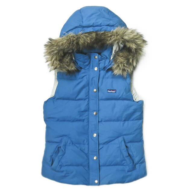 PENFIELD ペンフィールド 70/30クロス フードダウンベスト S ブルー ファー ブルゾン アウター【中古】【PENFIELD】