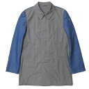 uniform experiment ユニフォームエクスペリメント 日本製 DENIM SLEEVE SOUTIEN COLLAR COAT (FABRIC MIX) デニムスリーブステンカラーコート UE-134016 1 グレー/インディゴ バルカラー 異素材切り替え アウター【中古】【uniform experiment】