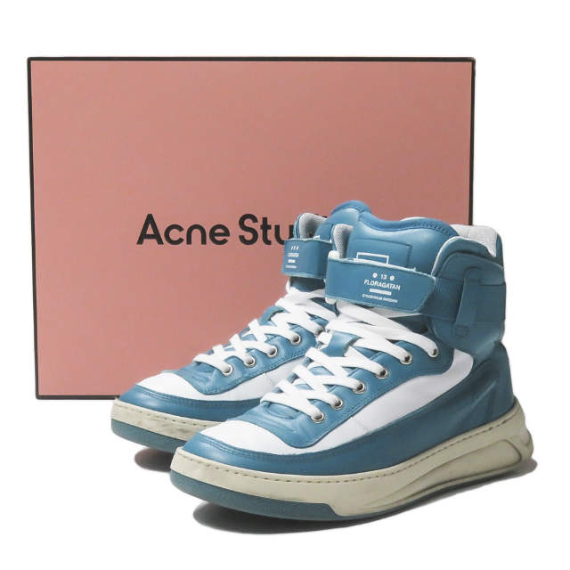 Acne Studios アクネストゥディオズ 21SS イタリア製 Babila Mix M レースアップハイトップスニーカー FA-MN-SHOE000035 40(25cm) Turquoise/white/white フェイス ハイカット FLORAGATAN スニーカー シューズ【中古】【Acne Studios】