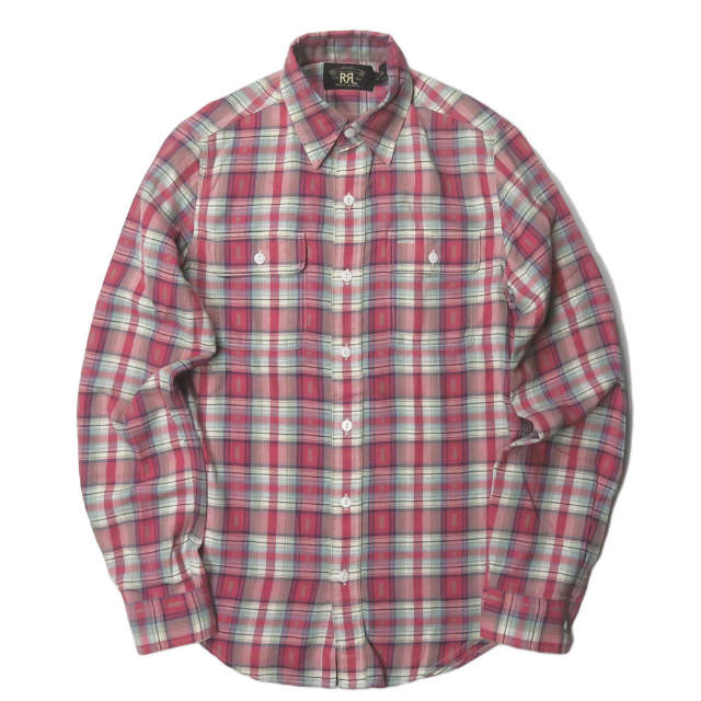 RRL ダブルアールエル L/S PLAID WORK SHIRTS 小紋柄＆チェックワークシャツ XS ピンク 長袖 Double RL トップス【中古】【RRL】