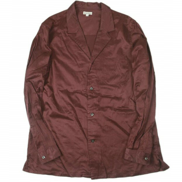 Steven Alan スティーブンアラン 日本製 CU/CTN STRC TRAD OPEN COLLAR SHIRTS キュプラサテン オープンカラーシャツ 8111-299-0223 L ボルドー 長袖 開襟 トップス【中古】【Steven Alan】