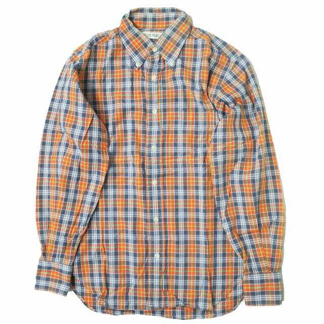 INDIVIDUALIZED SHIRTS インディビジュアライズドシャツ アメリカ製 UNITED ARROWSカスタムオーダー オックスフォードチェックBDシャツ オーダーサイズ(S程度) オレンジ 長袖 ボタンダウン トップス