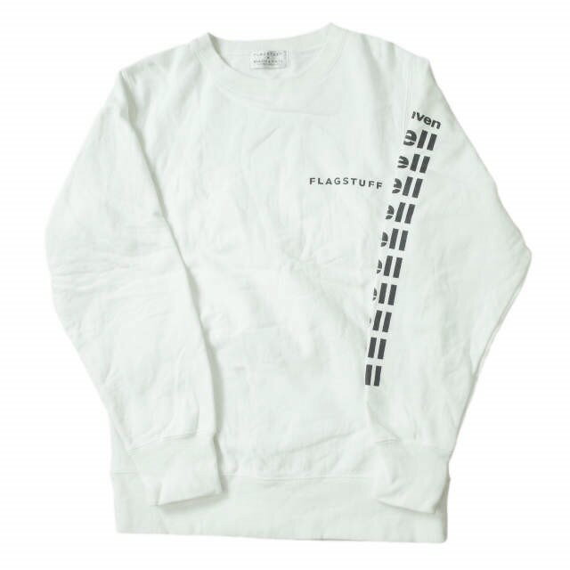 F-LAGSTUF-F x BEAUTY YOUTH UNITED ARROWS FLAGSTUFF フラグスタッフ ビューティーアンドユース ユナイテッドアローズ 別注 hell SWEAT PULLOVER 袖プリント スウェットプルオーバー 2016AW-FS-41-BY M ホワイト トレーナー クルーネック トップス【中古】【F-LAGSTUF-F】