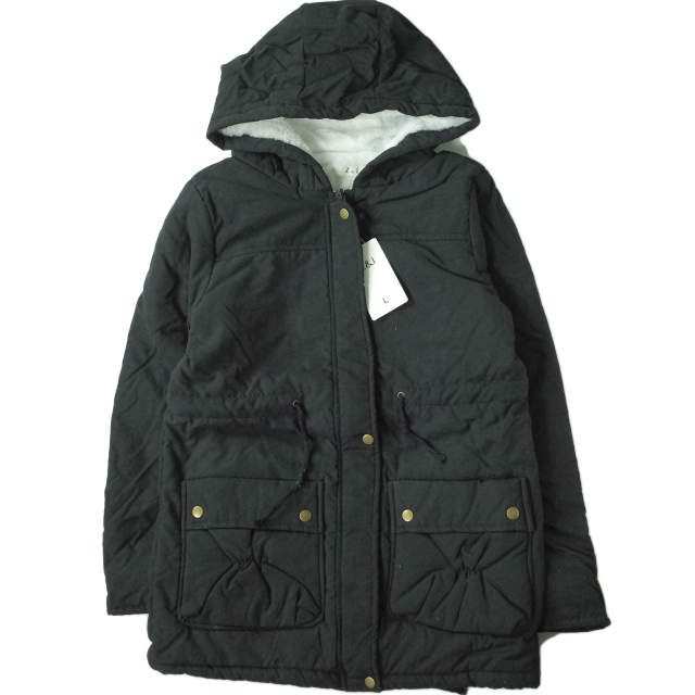 樂天商城 - no brand ノーブランド 裏ボア フーデッドコート XL ブラック アウター【新古品】【中古】【no brand】