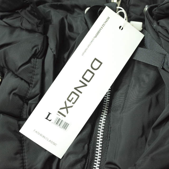 no brand ノーブランド ボア付き フーデッドミリタリーダウンコート L BLACK 中綿 ZIP アウター【新古品】【中古】【no brand】