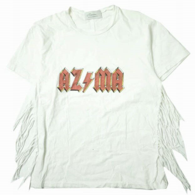 Azuma. アズマ 日本製 fringe t-shirt サイドフリンジ ロゴプリントTシャツ 18SH-CS-101 0(M) ホワイト 半袖 トップス【中古】【Azuma.】