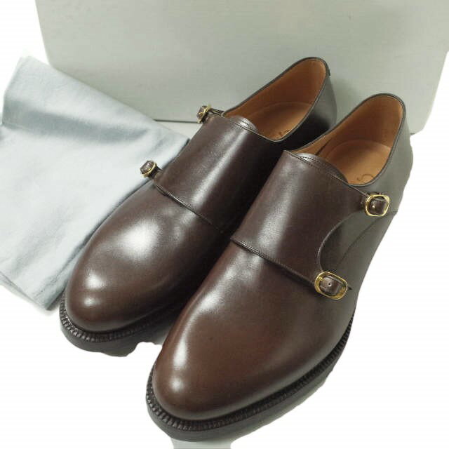 F.LLI Giacometti フラテッリジャコメッティ イタリア製 Double Monk Strap Shoes ダブルモンクストラップシューズ FG182 43(28cm) Brown 革靴 シューズ【新古品】【中古】【F.LLI Giacometti】