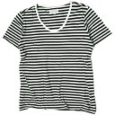 pyjama clothing ピジャマクロージング ベルギー製 Border ﻿U-Neck Tee ボーダーUネックTシャツ S ブラック/ホワイト 半袖 カットソー トップス【中古】【pyjama clothing】