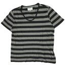 pyjama clothing ピジャマクロージング ベルギー製 Border ﻿U-Neck Tee ボーダーUネックTシャツ S グレー/ブラック 半袖 カットソー トップス【中古】【pyjama clothing】