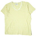 pyjama clothing ピジャマクロージング ベルギー製 Border ﻿U-Neck Tee ボーダーUネックTシャツ S イエロー/ホワイト 半袖 カットソー トップス【中古】【pyjama clothing】