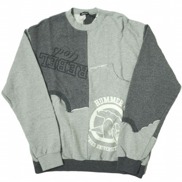 UNDERCOVERISM アンダーカバイズム 22SS 日本製 Custom Patch Worked Sweatshirts カスタムパッチワークスウェット UI1B4801 3 TOP GRAY トレーナー ドッキング 再構築 継ぎ接ぎ UNDERCOVER アンダーカバー トップス【新古品】【中古】【UNDERCOVERISM】