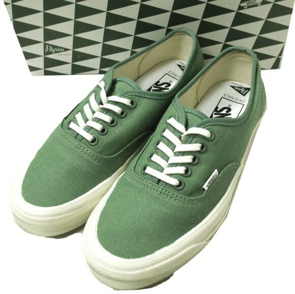 VANS x Pilgrim Surf Supply バンズ ピルグリム サーフ サプライ 別注 AUTHENTIC LX オーセンティック US6.5(24.5cm) GREEN/MARSHMALLOW キャンバス Vault OG スニーカー シューズ【中古】【VANS × Pilgrim Surf Supply】