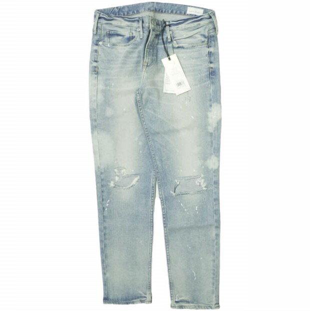 upper hights アッパーハイツ 日本製 THE STEADY クラッシュ＆ペイント加工 ストレッチデニムパンツ 185009-53 24 Indigo ジップフライ ボーイフレンド ジーンズ ボトムス【新古品】【中古】【upper hights】