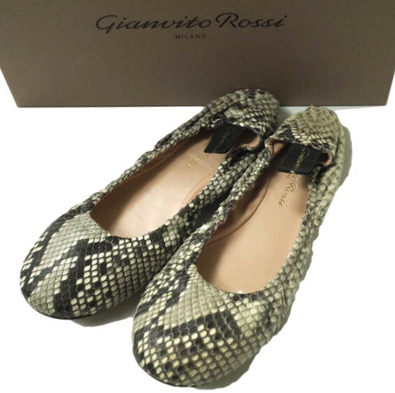 Gianvito Rossi ジャンヴィトロッシ イタリア製 AUDREY パイソンレザー バレエシューズ G21785 36 23cm PITONE WILD ROCK シューズ【中古】【Gianvito Rossi】