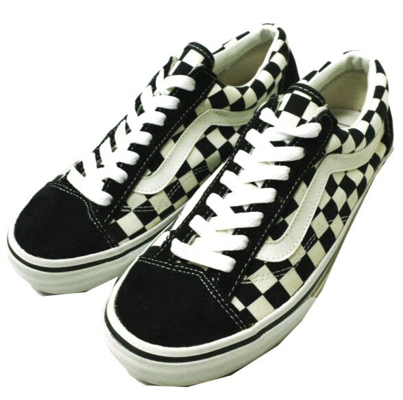 VANS バンズ OLD SKOOL OG 50TH ANNIVERSARY チェッカー オールドスクール 50周年モデル 536632-0004 US7.5(25.5cm) BLACK/WHITE OG スニーカー シューズ【中古】【VANS】