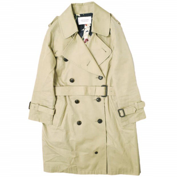 beautiful people x UNITED ARROWS ビューティフルピープル ユナイテッドアローズ 別注 日本製 コットンツイルトレンチコート 1351103402 140 ベージュ 裏地花柄 アウター【中古】【beautiful people × UNITED ARROWS】のサムネイル