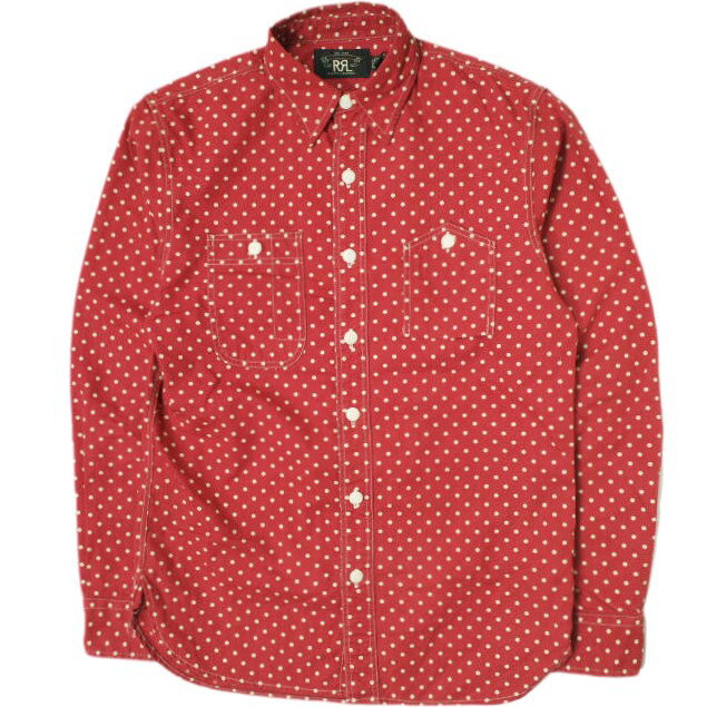 RRL ダブルアールエル 23AW POLKADOT WOVEN WORK SHIRT ポルカドット ウーブン ワークシャツ 782911291001 XS RED Double RL 長袖 定価50,600円 トップス【中古】【RRL】