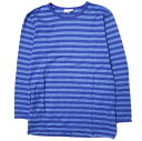 marimekko マリメッコ フィンランド製 ボーダーロングスリーブTシャツ 140-146(10Y-11Y) ブルー 長袖 コットン クルーネック トップス【中古】【marimekko】