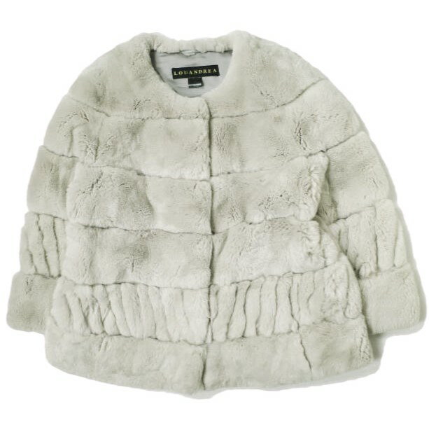 LOUANDREA ルーアンドレア フランス製 レッキスラビットファー ノーカラージャケット 1036 38 グレー ブルゾン アウター【中古】【LOUANDREA】のサムネイル