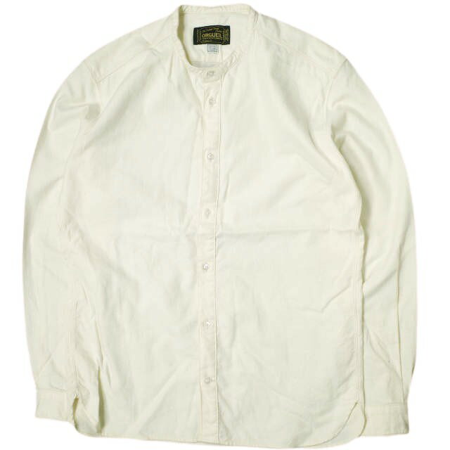 ORGUEIL オルゲイユ 日本製 Herringbone Band Collar Shirt ヘリンボーンバンドカラーシャツ OR-5016B 40 Off White 長袖 トップス【中古】【ORGUEIL】