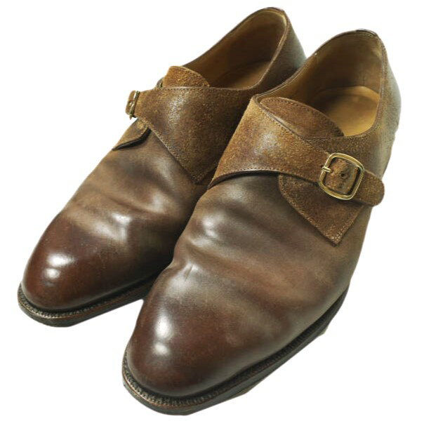 F.LLI Giacometti フラテッリジャコメッティ イタリア製 FG397 SINGLE MONK STRAP つま先コードバン シングルモンクストラップシューズ 42(27cm) ブラウン 革靴 シューズ【中古】【F.LLI Giacometti】