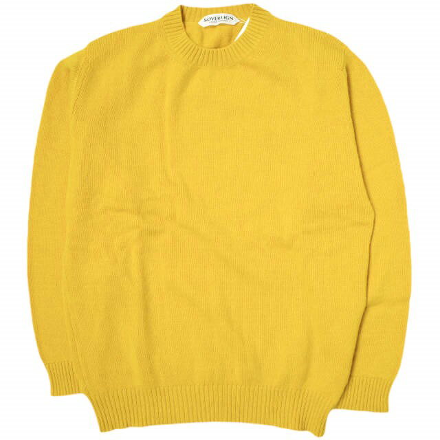 SOVEREIGN ソブリン 21AW スコットランド製 Crew Neck Sweater ウールクルーネックニット 1113-643-4671 42 Mustard セーター UNITED ARROWS 定価55,000円 トップス