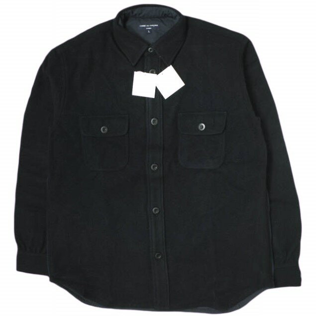 COMME des GARCONS HOMME コムデギャルソンオム 21AW 日本製 WOOL CPO SHIRT バックキルティング ウールシャツジャケット HH-B030 L NAVY 定価39,600円 トップス